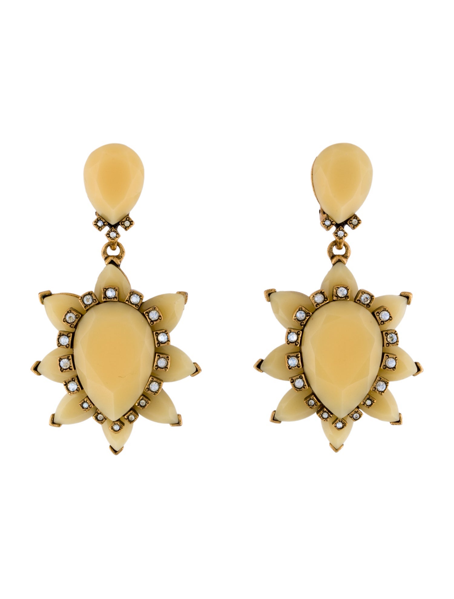 Oscar de la Renta Crystal & Resin Clip-On Drop Earrings