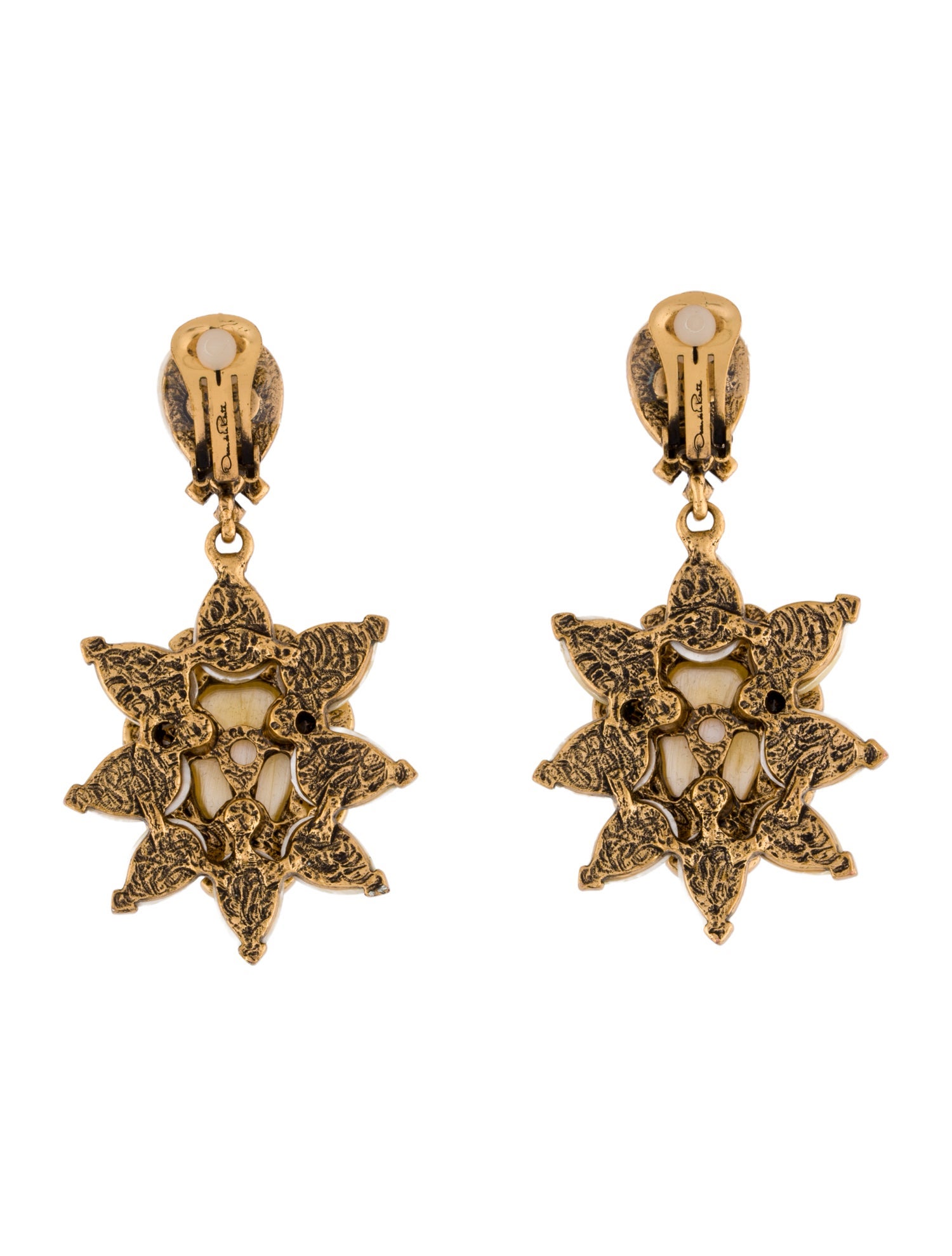 Oscar de la Renta Crystal & Resin Clip-On Drop Earrings