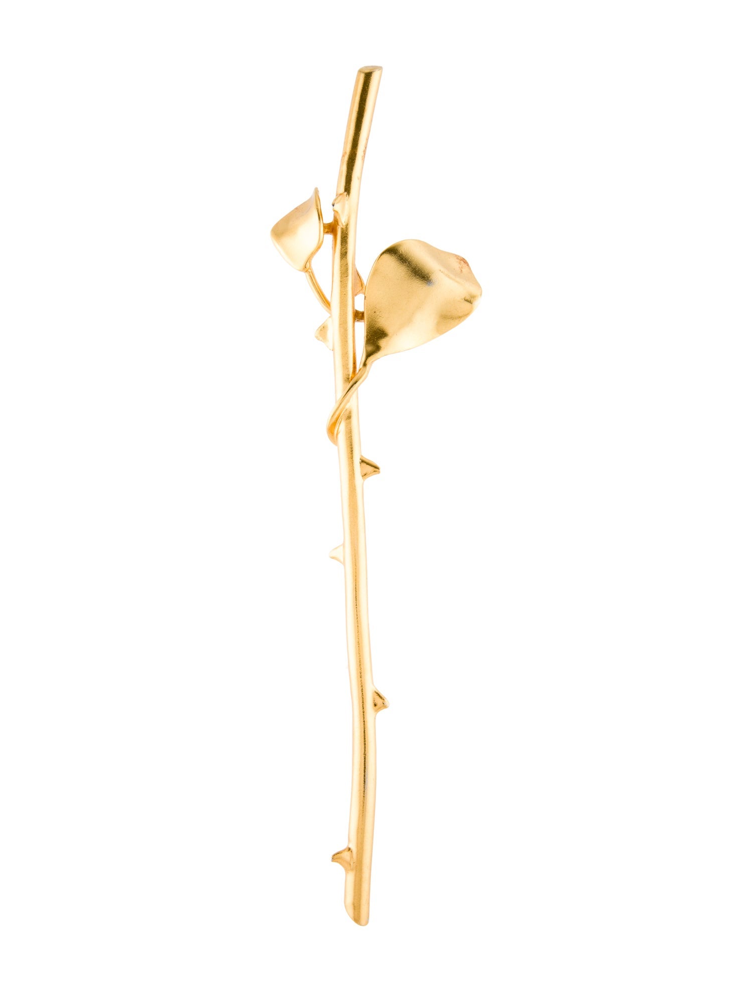 Oscar de la Renta Thorned Rose Stem Brooch
