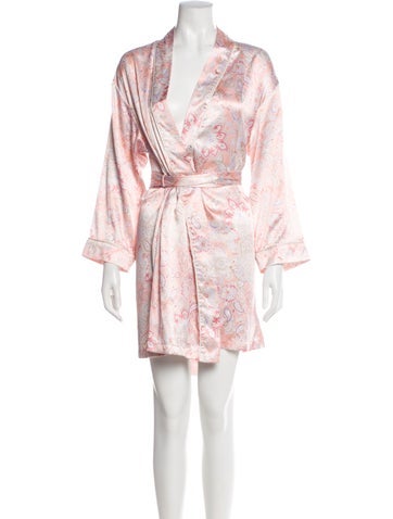Pre-owned Oscar De La Renta Printed Robe In Pink