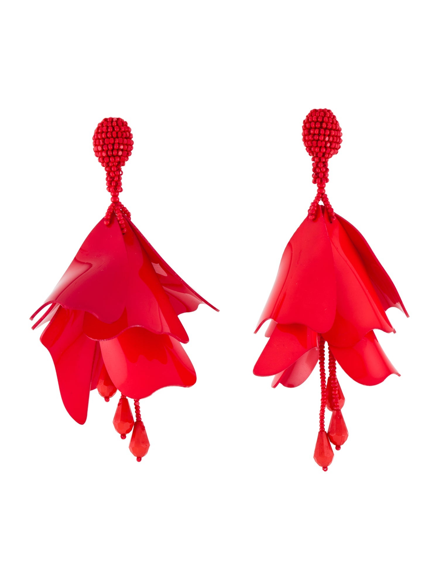 Oscar de la Renta Resin & Bead Les Impatiens Drop Clip-On Earrings