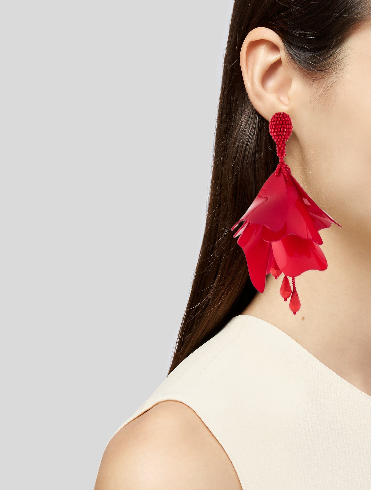 Oscar de la Renta Resin & Bead Les Impatiens Drop Clip-On Earrings