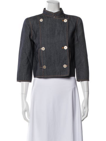 Pre-owned Oscar De La Renta Denim Jacket In Gray