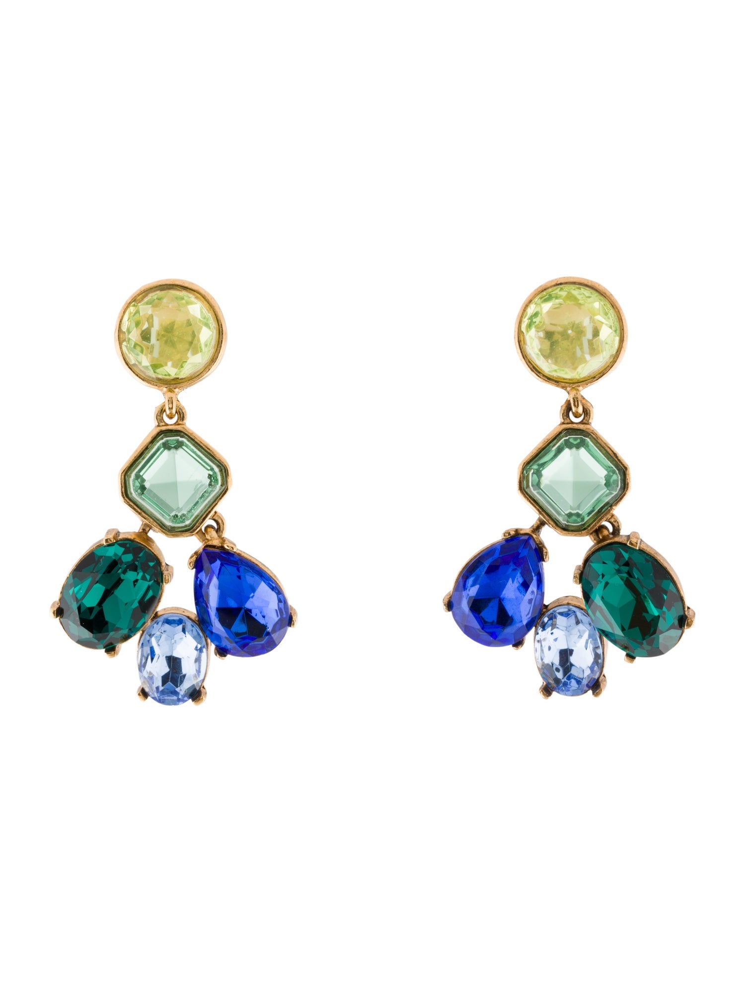 Oscar de la Renta Crystal Drop Clip-On Earrings