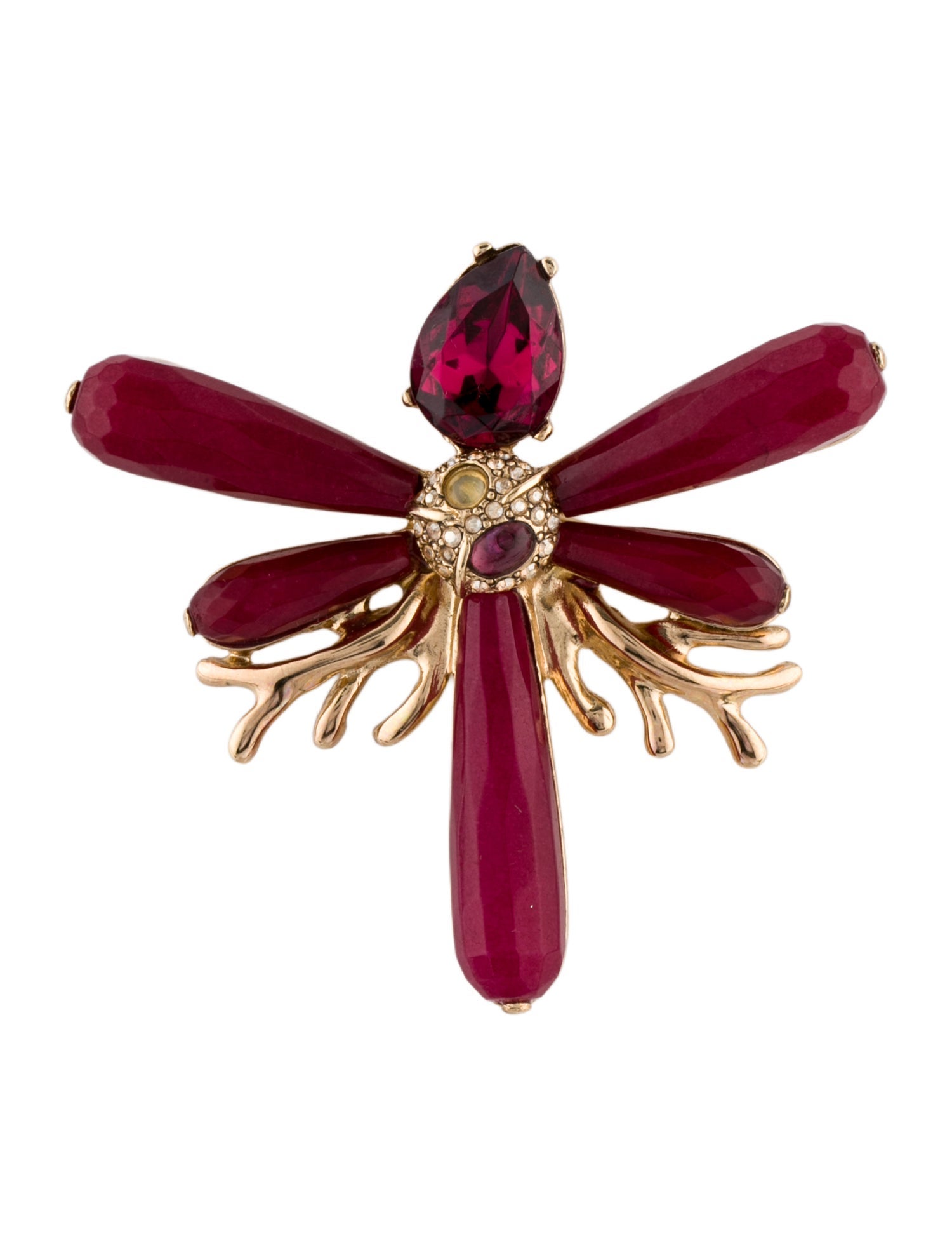 Oscar de la Renta Glass & Crystal Dragonfly Brooch
