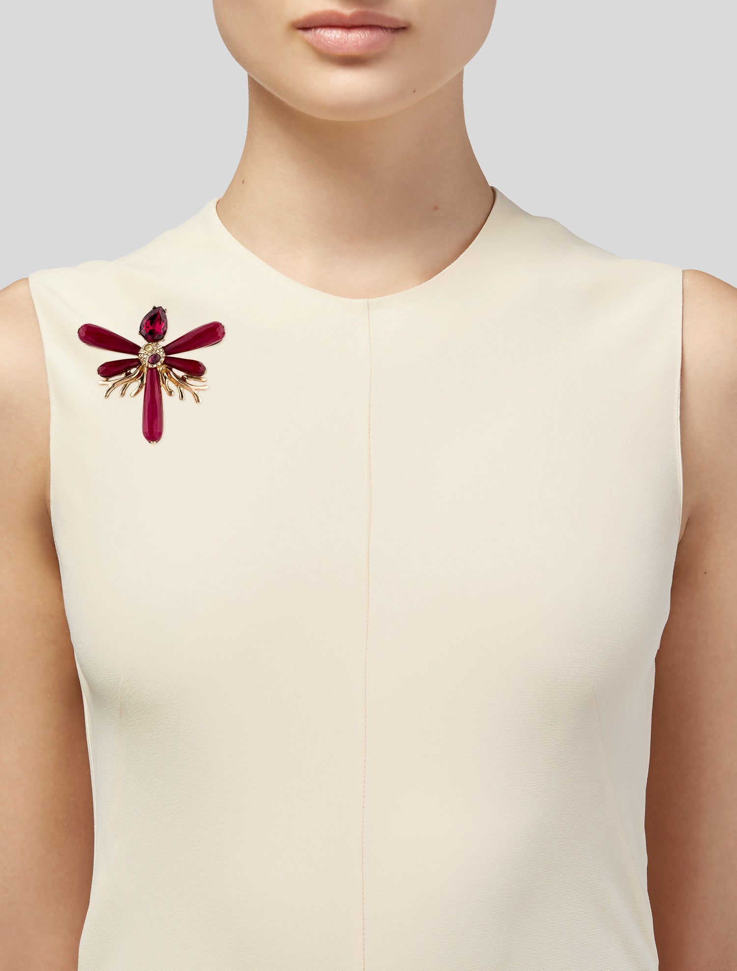 Oscar de la Renta Glass & Crystal Dragonfly Brooch