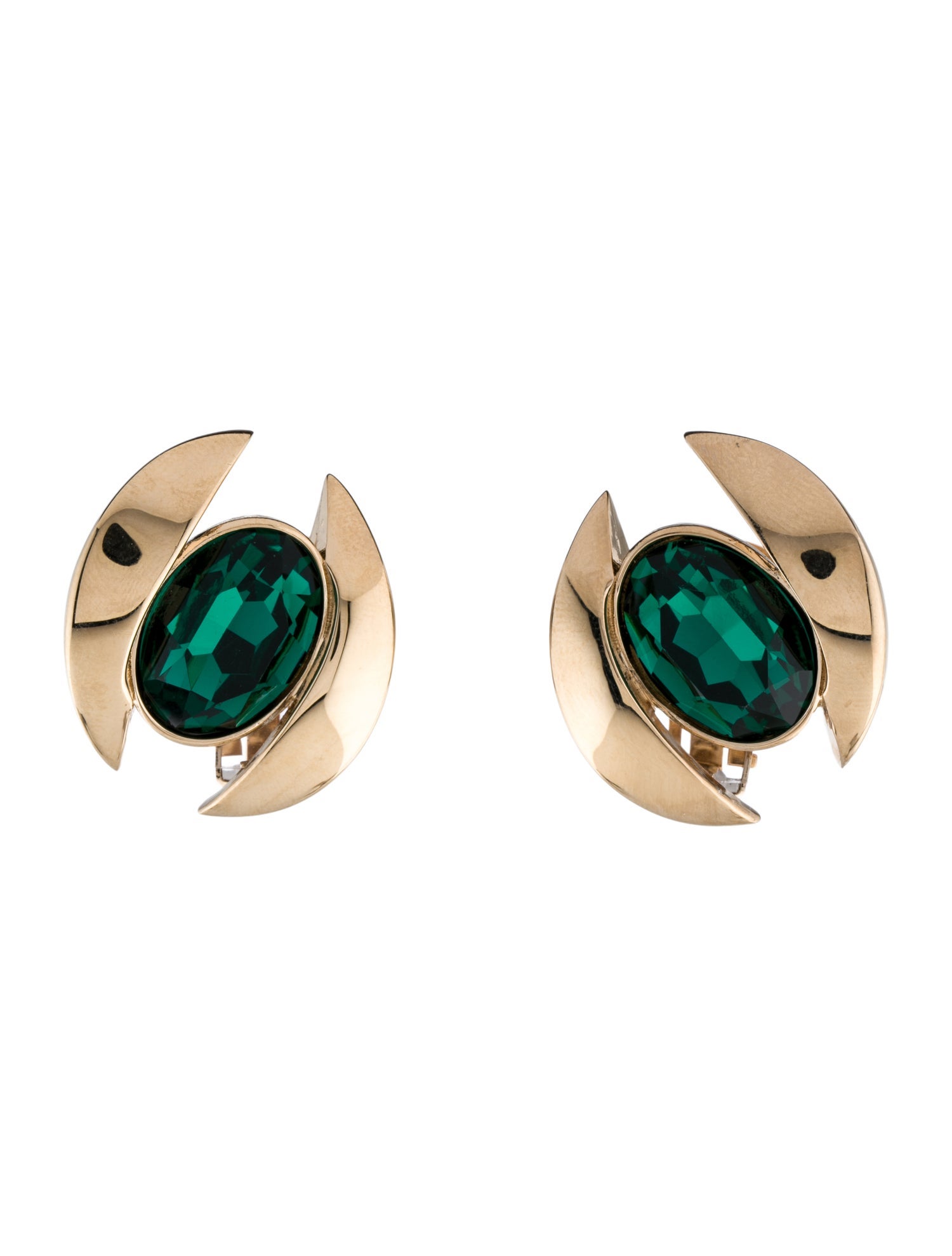 Oscar de la Renta Crystal Framed Oval Clip-On Earrings