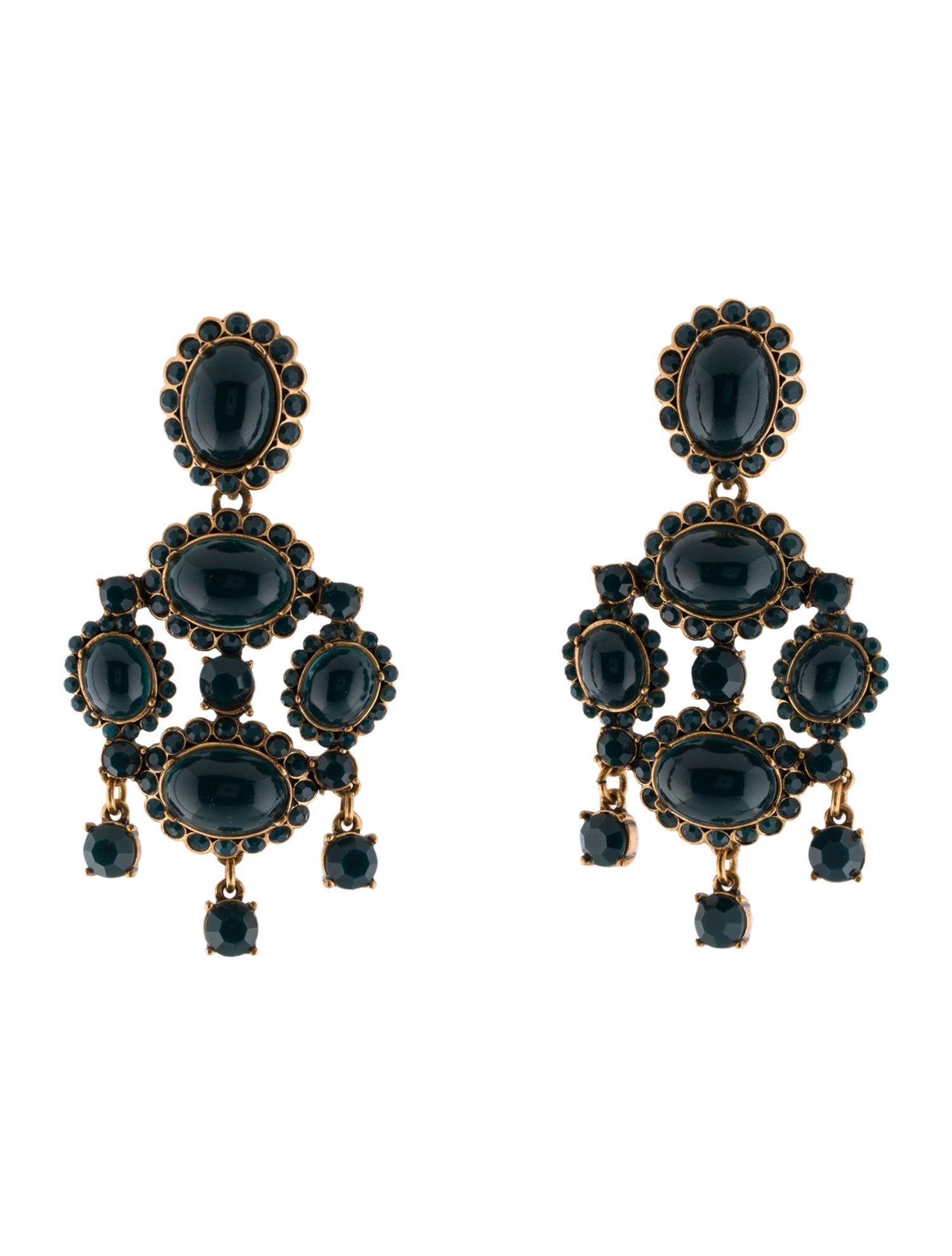 Oscar de la Renta Resin Cabochon Drop Clip-On Earrings