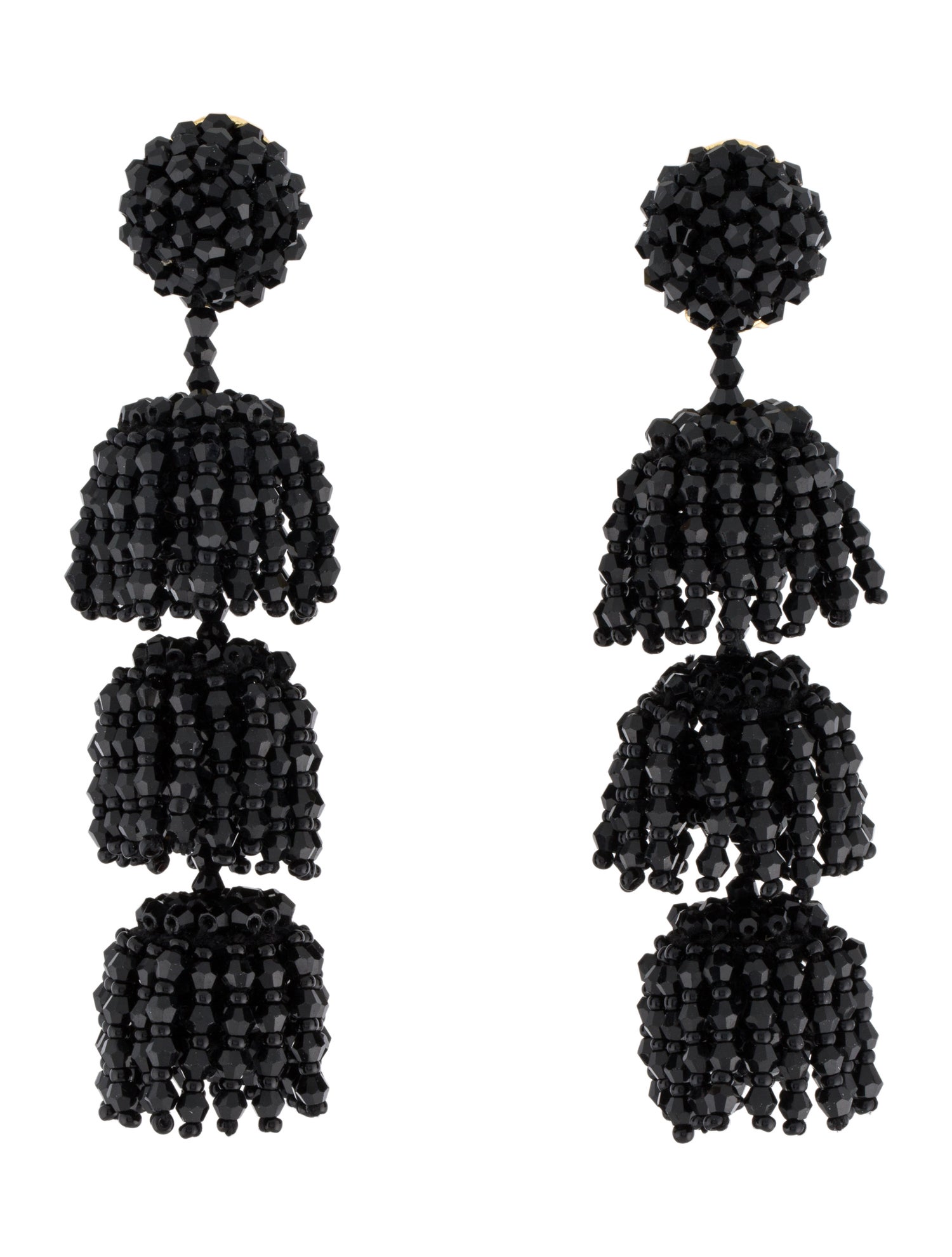 Oscar de la Renta Beaded Clip-On Drop Earrings