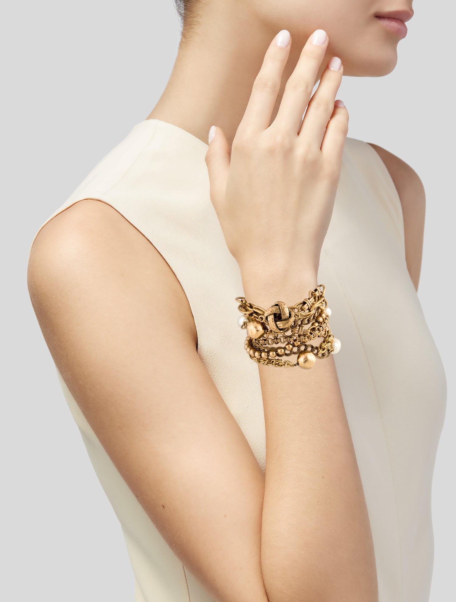 Oscar de la Renta Faux Pearl Multistrand Bracelet