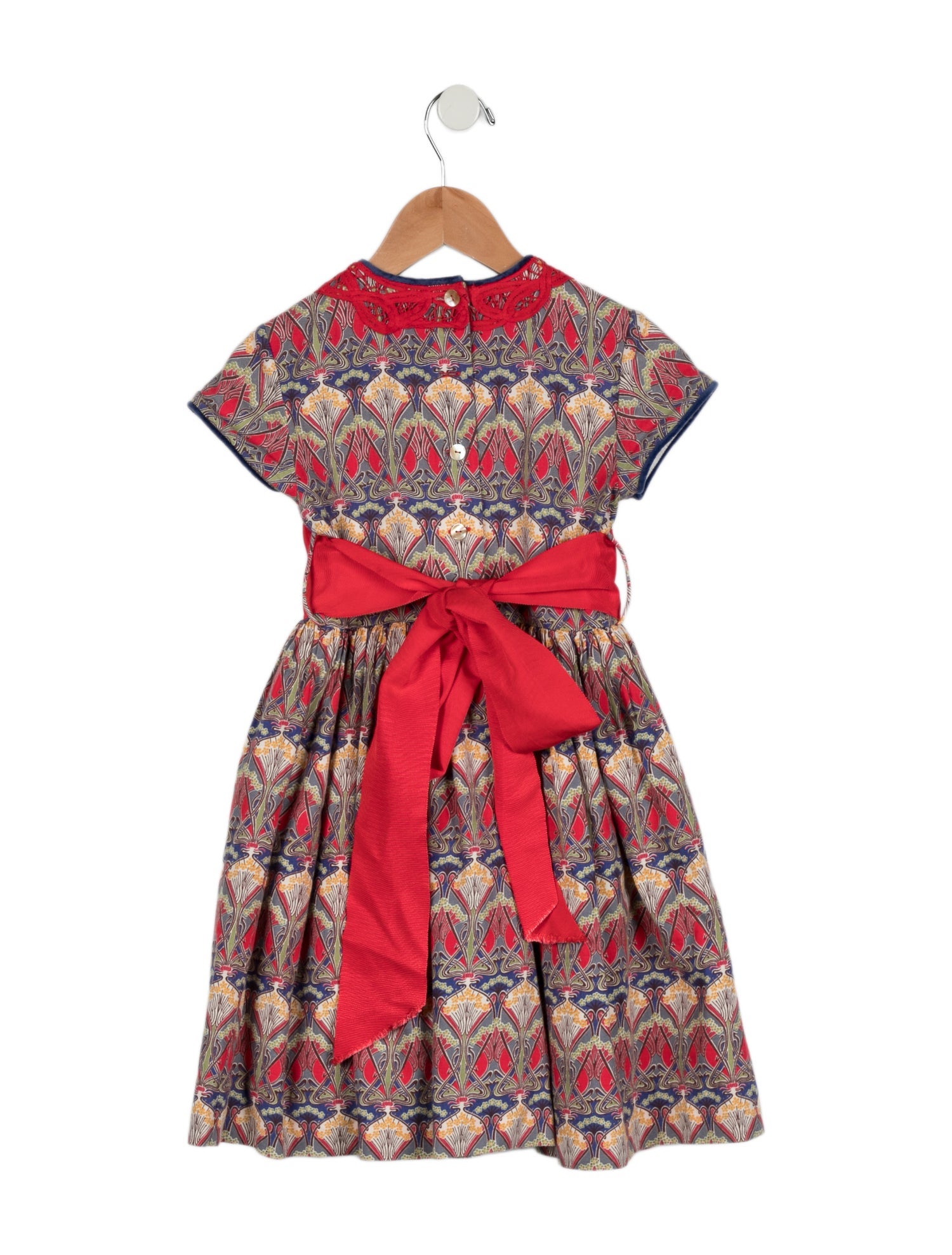 Oscar de la Renta Toddler Girls' Pleated Crochet Trim Dress