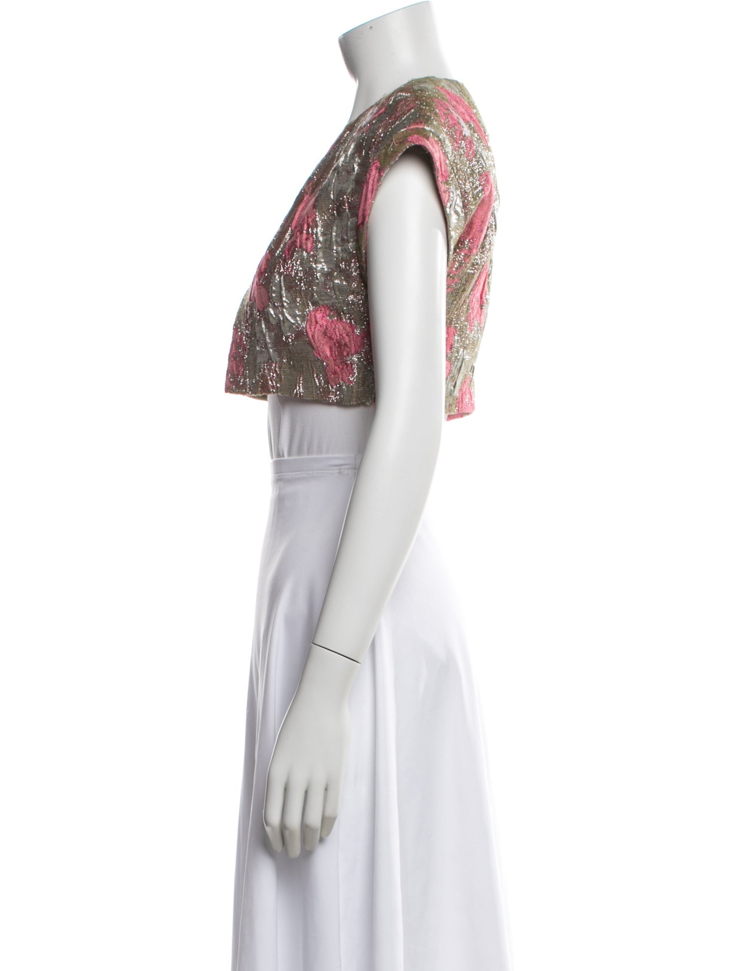 Oscar de la Renta Wool Floral Print Bolero