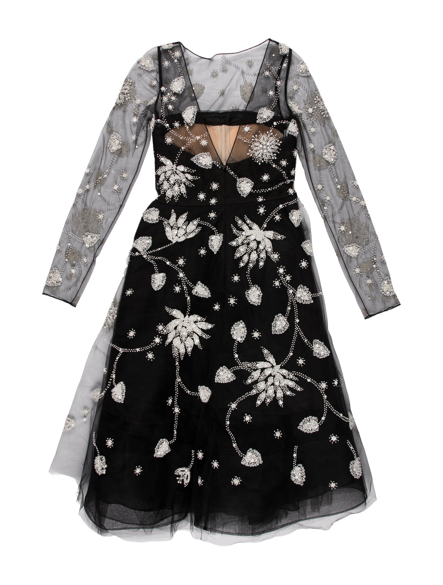 Oscar de la Renta Mesh Midi Length Dress