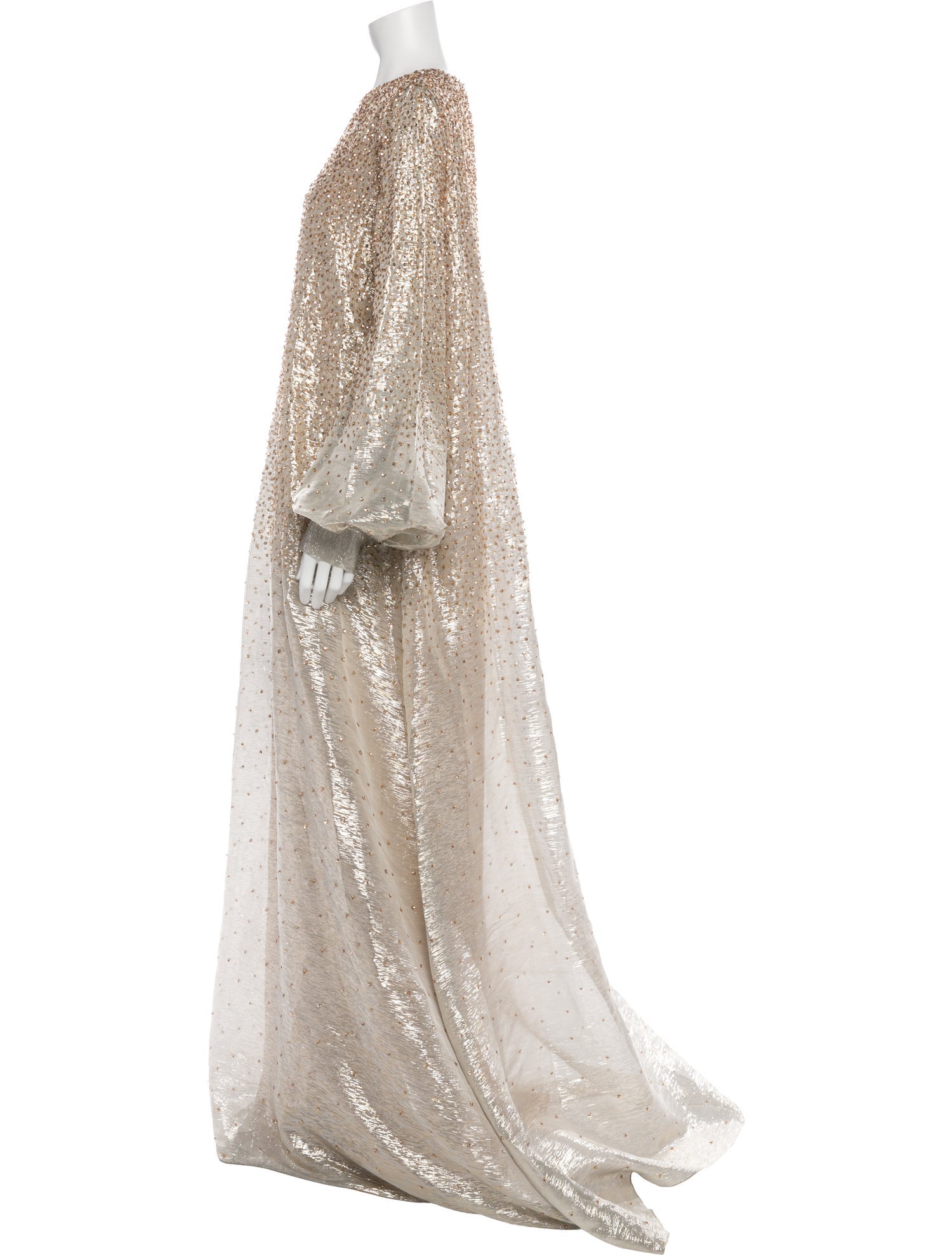oscar de la renta silk dress Draped silk-chiffon gown - gray