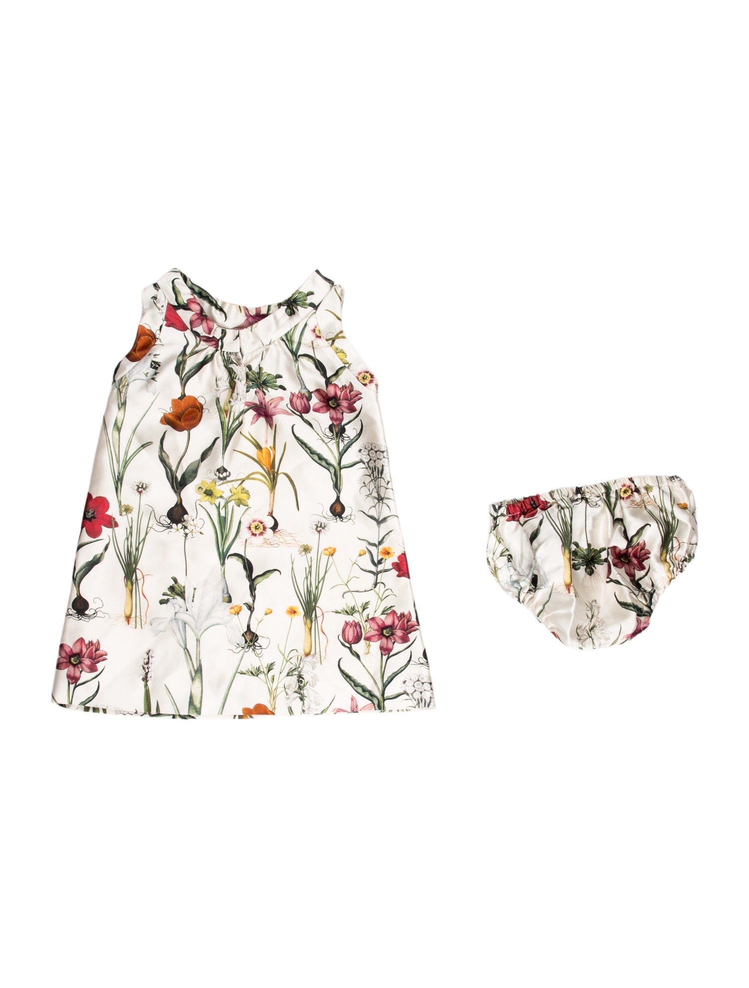 Oscar de la Renta Short Sleeve Floral Print Dress Set