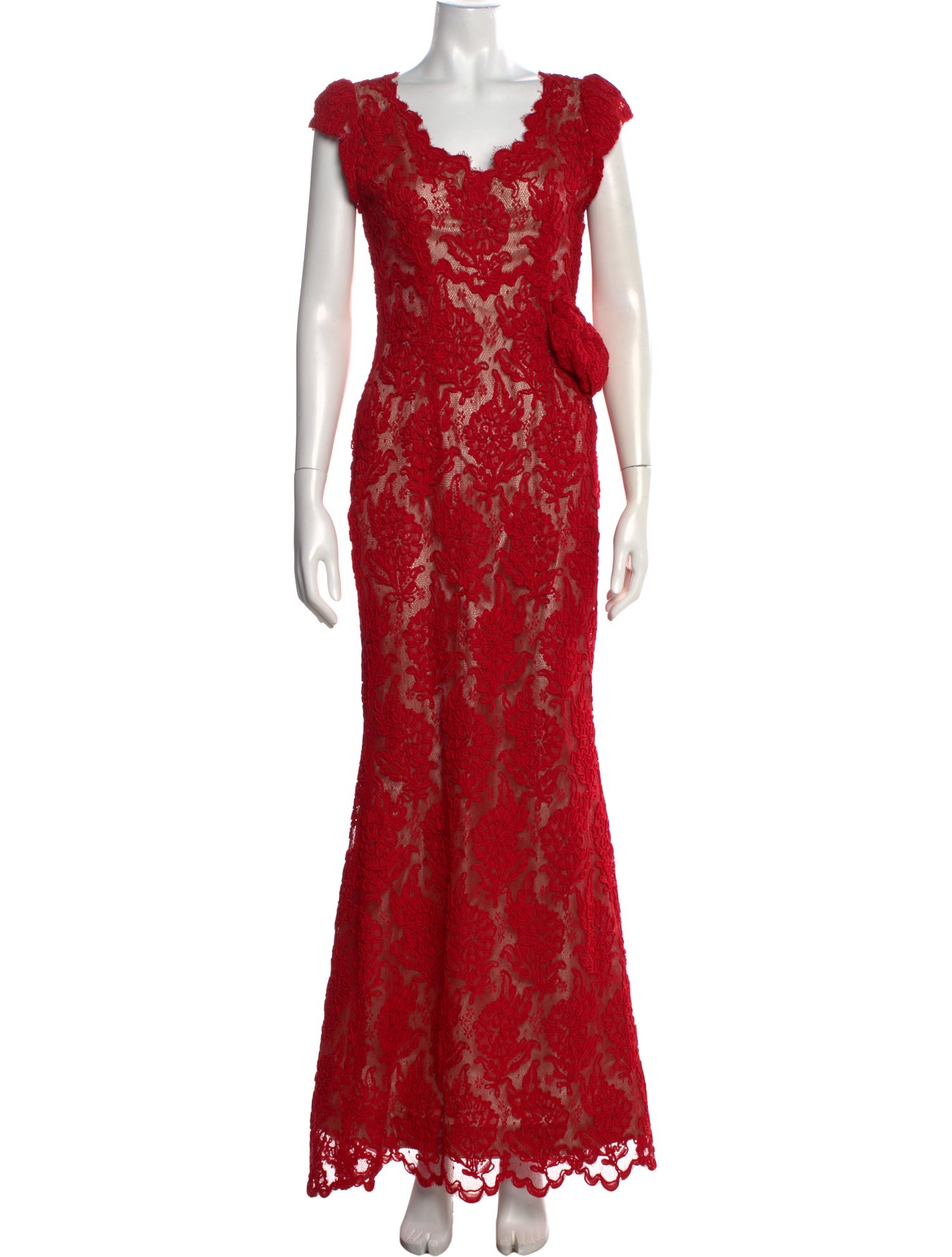 oscar de la renta red lace dress Oscar De La Renta Degrade Cocktail Dress In Red