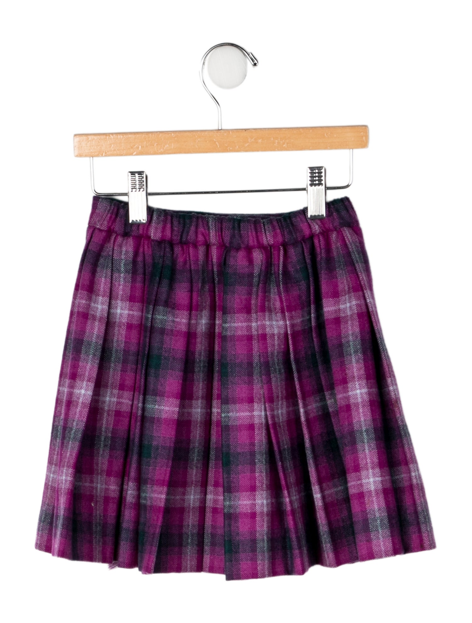 Oscar de la Renta Merino Wool Plaid Motif Skirt
