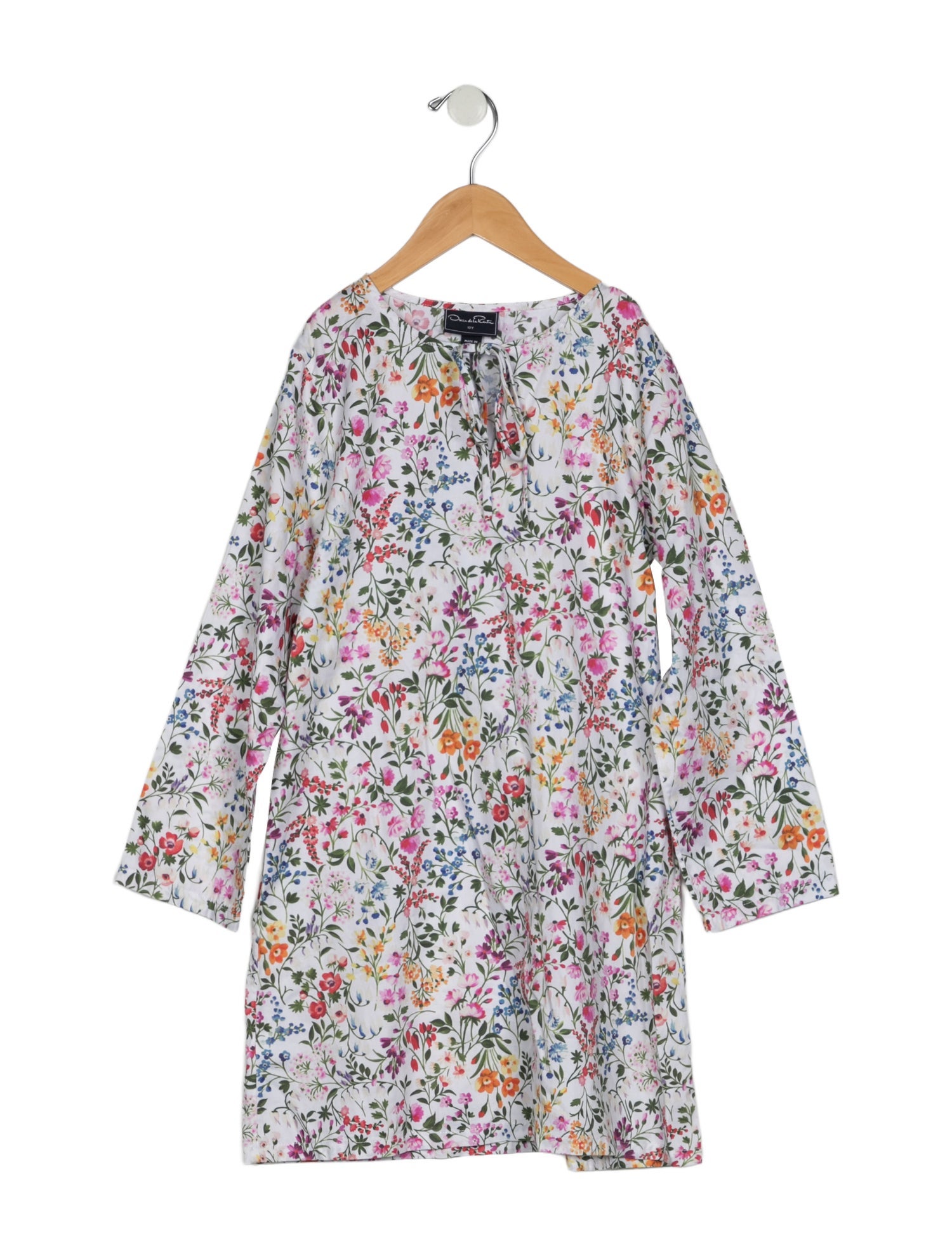 Oscar de la Renta Girls' Floral Long-Sleeve Dress