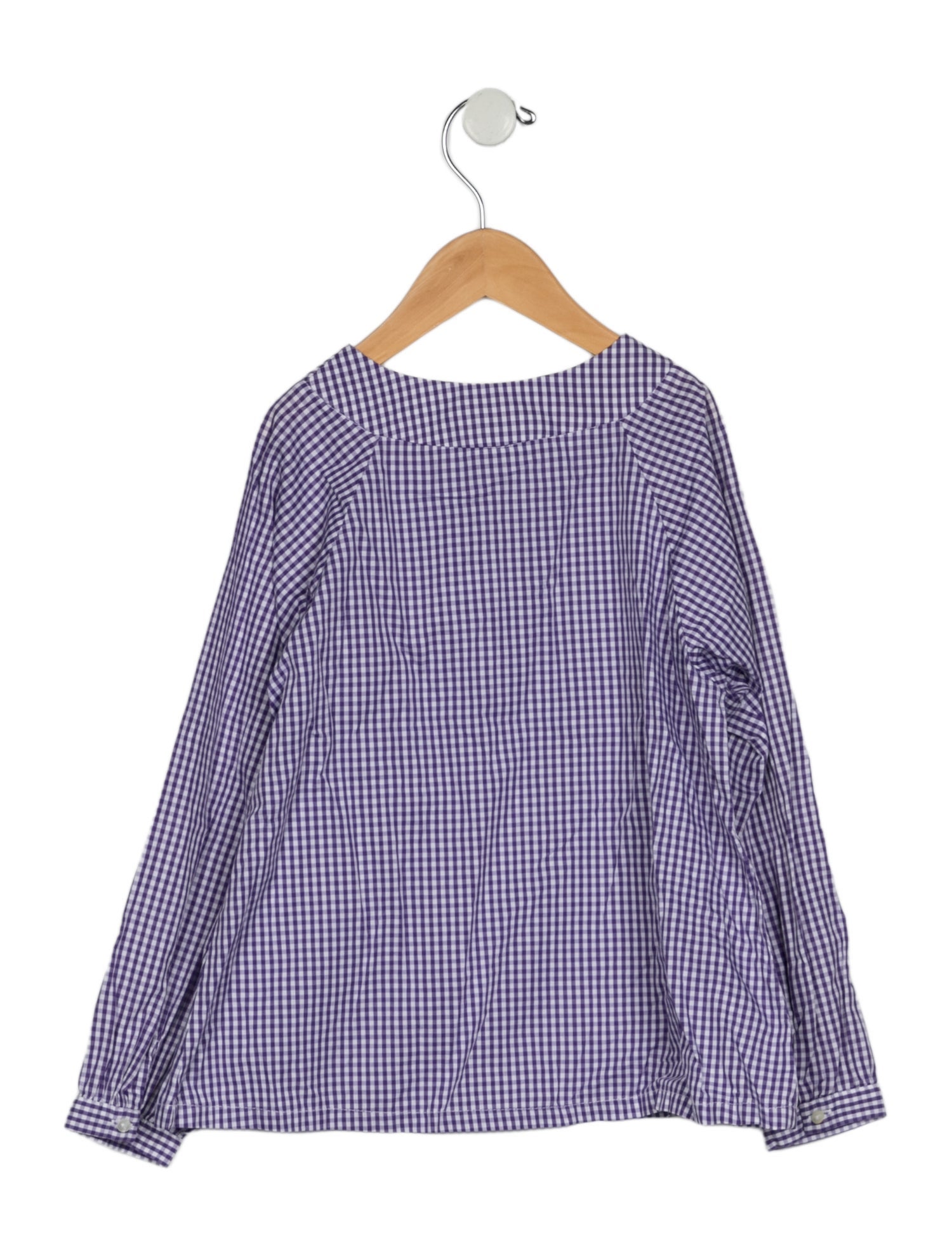 Oscar de la Renta Kids' Girls Checkered Long-Sleeve Top