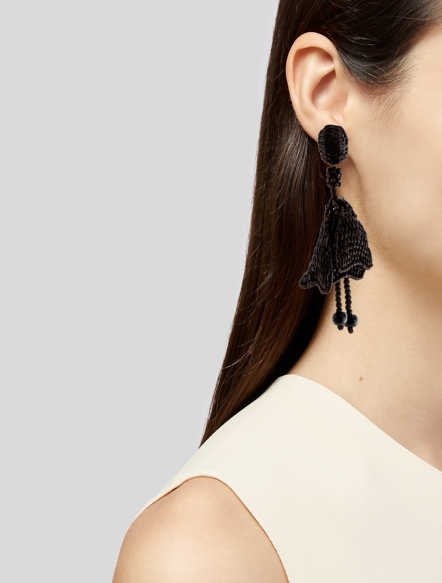Oscar de la Renta Raffia Impatiens Earrings