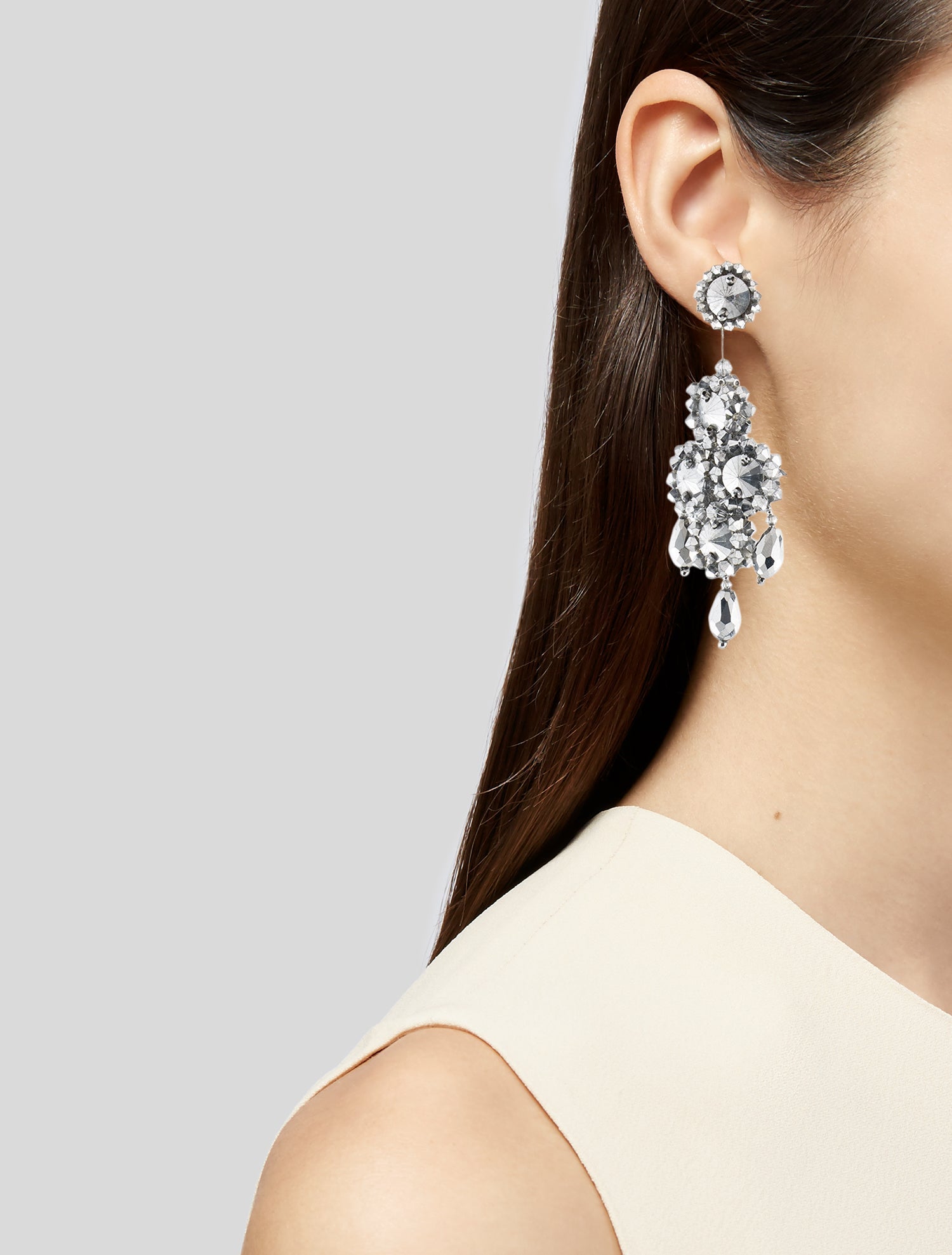 Oscar de la Renta Crystal Chandelier Earrings