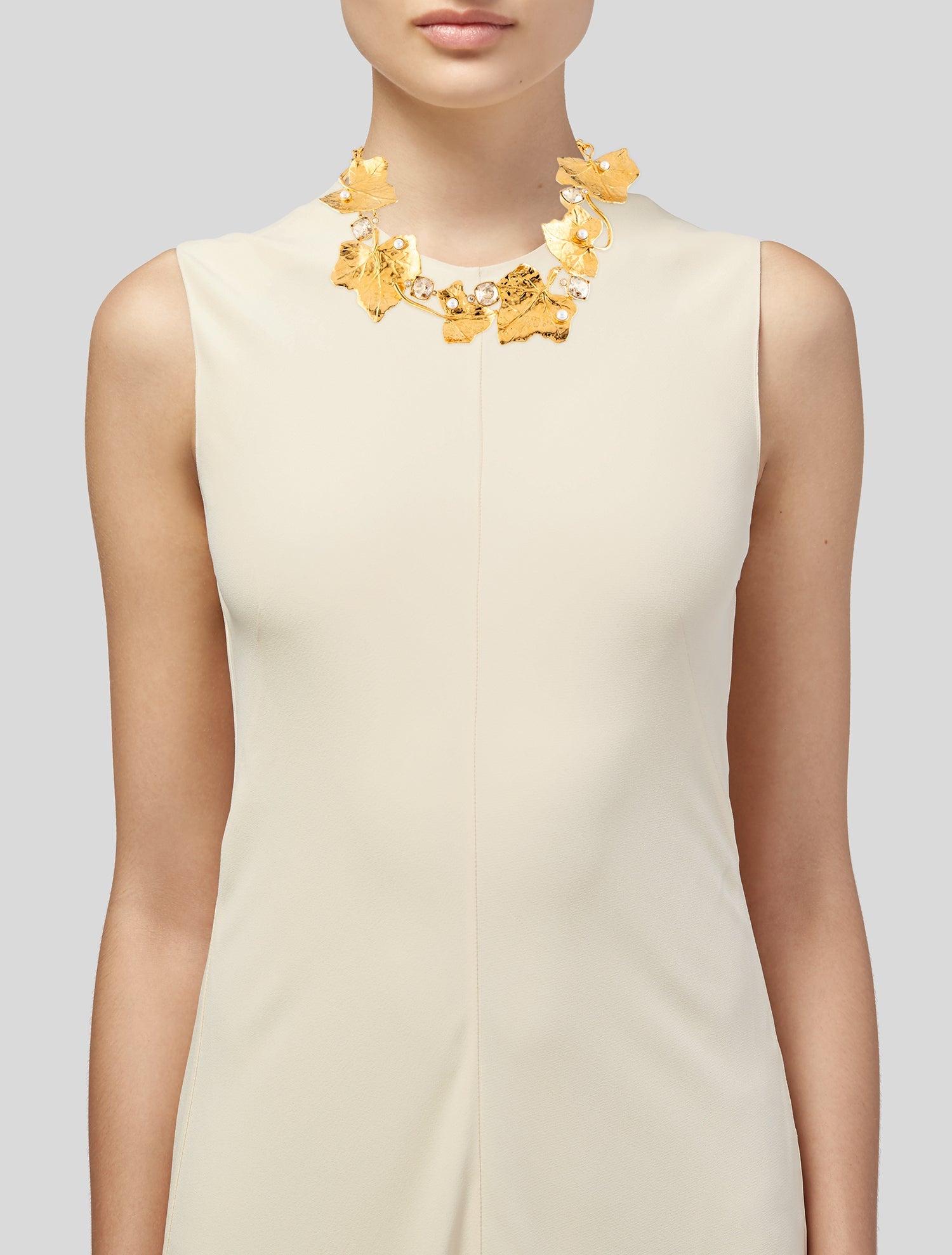 Oscar de la Renta Ivy Vine Pearl & Crystal Collar Necklace