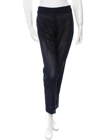Oscar de la Renta Eyelet Straight-Leg Pants w/ Tags