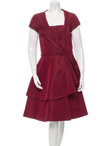 Oscar de la Renta Belted Silk Dress