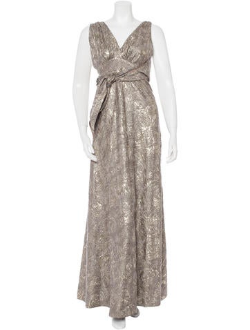 Oscar de la Renta Embroidered Silk Gown w/ Tags
