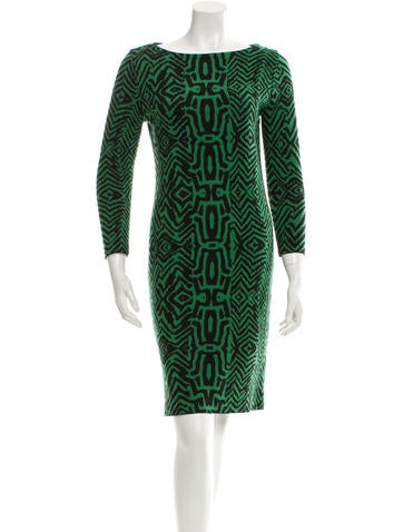 Oscar de la Renta Patterned Wool Dress