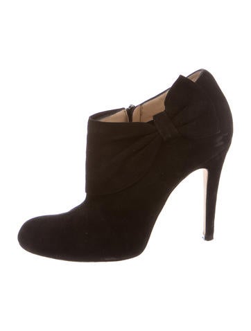 Oscar de la Renta Suede Bow Ankle Boots