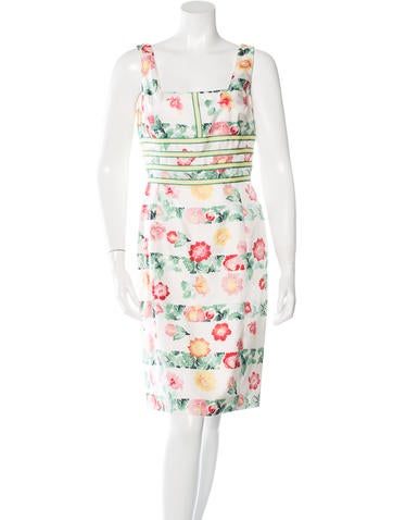 Oscar de la Renta Silk Floral Print Dress