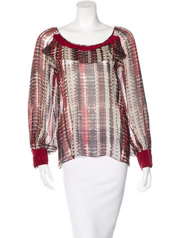 Oscar de la Renta Printed Silk Top