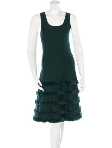 Oscar de la Renta Fur-Trimmed Wool Dress