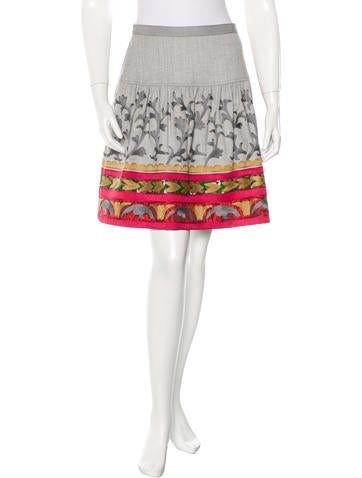 Oscar de la Renta Embroidered Wool Skirt