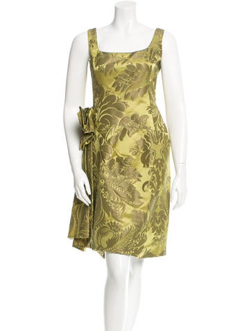 Oscar de la Renta Jacquard Bow-Accented Dress