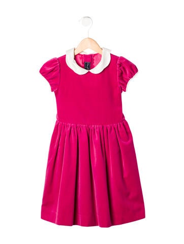 Oscar de la Renta Girls' Velvet Short Sleeve Dress w/ Tags