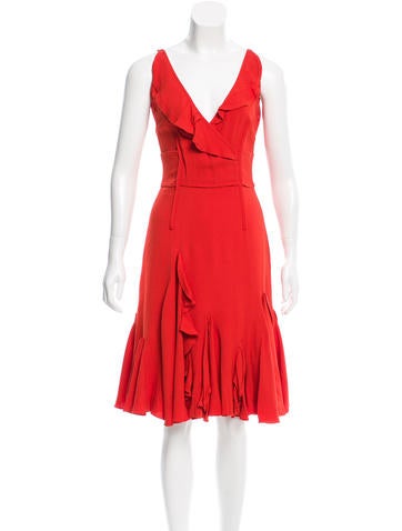 Oscar de la Renta Silk Ruffled Dress