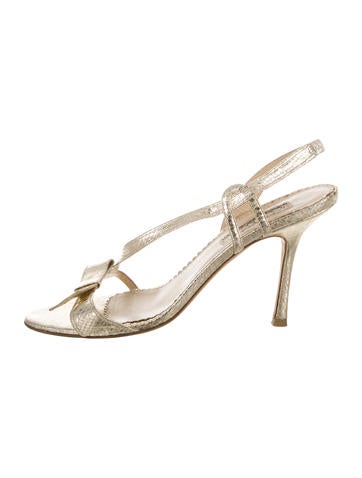 Oscar de la Renta Metallic Snakeskin Sandals
