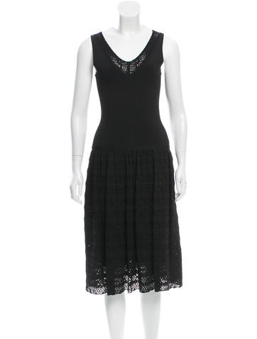 Oscar de la Renta Lace-Accented Midi Dress