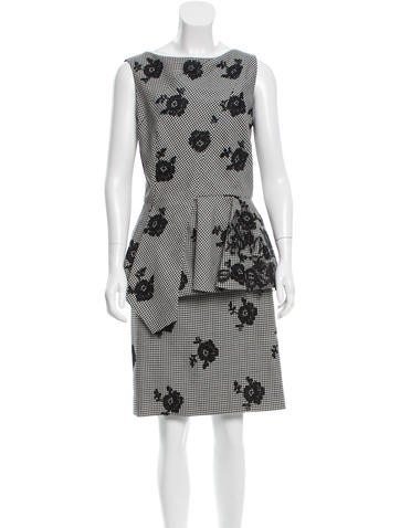 Oscar de la Renta Embroidered Plaid Skirt Set