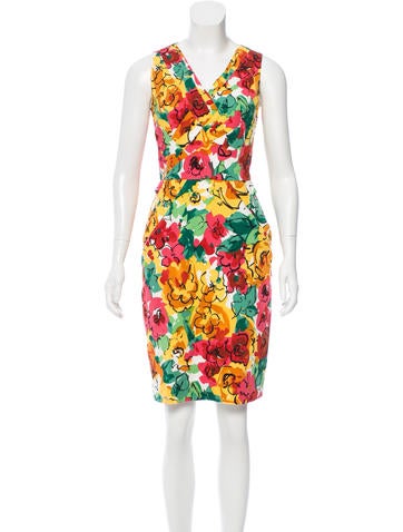 Oscar de la Renta Floral Print Knee-Length Dress