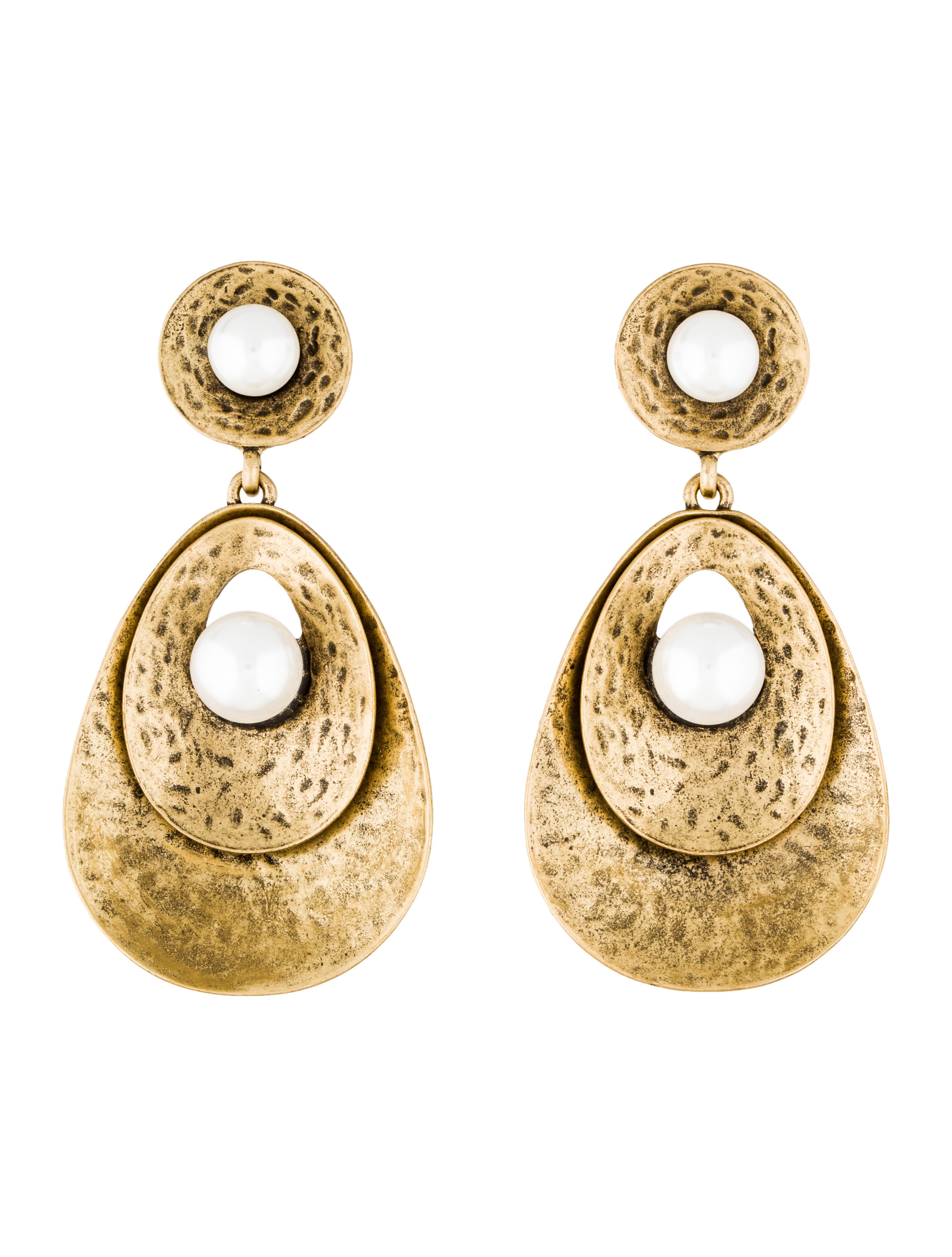 Oscar de la Renta Faux Pearl Teardrop Disc Earrings Earrings OSC55351 The RealReal