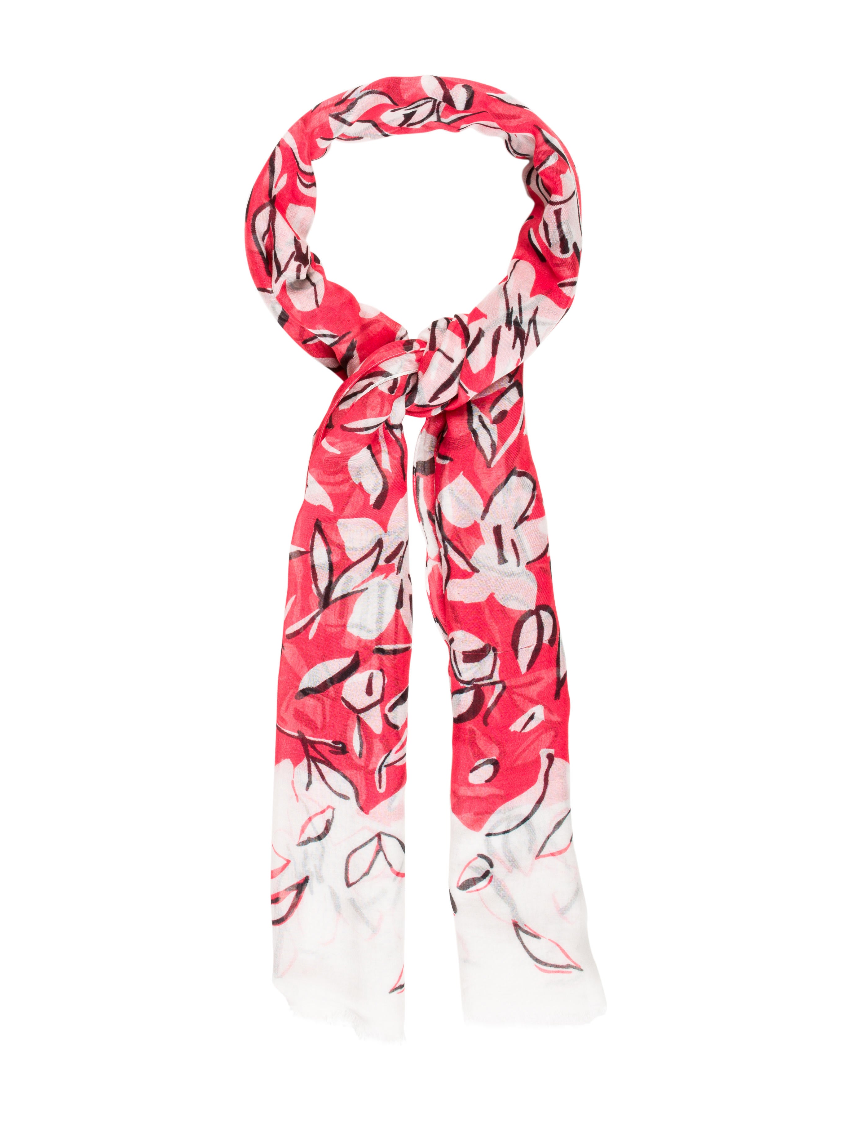 Oscar de la Renta Modal Floral Print Scarf Accessories OSC56165 The RealReal