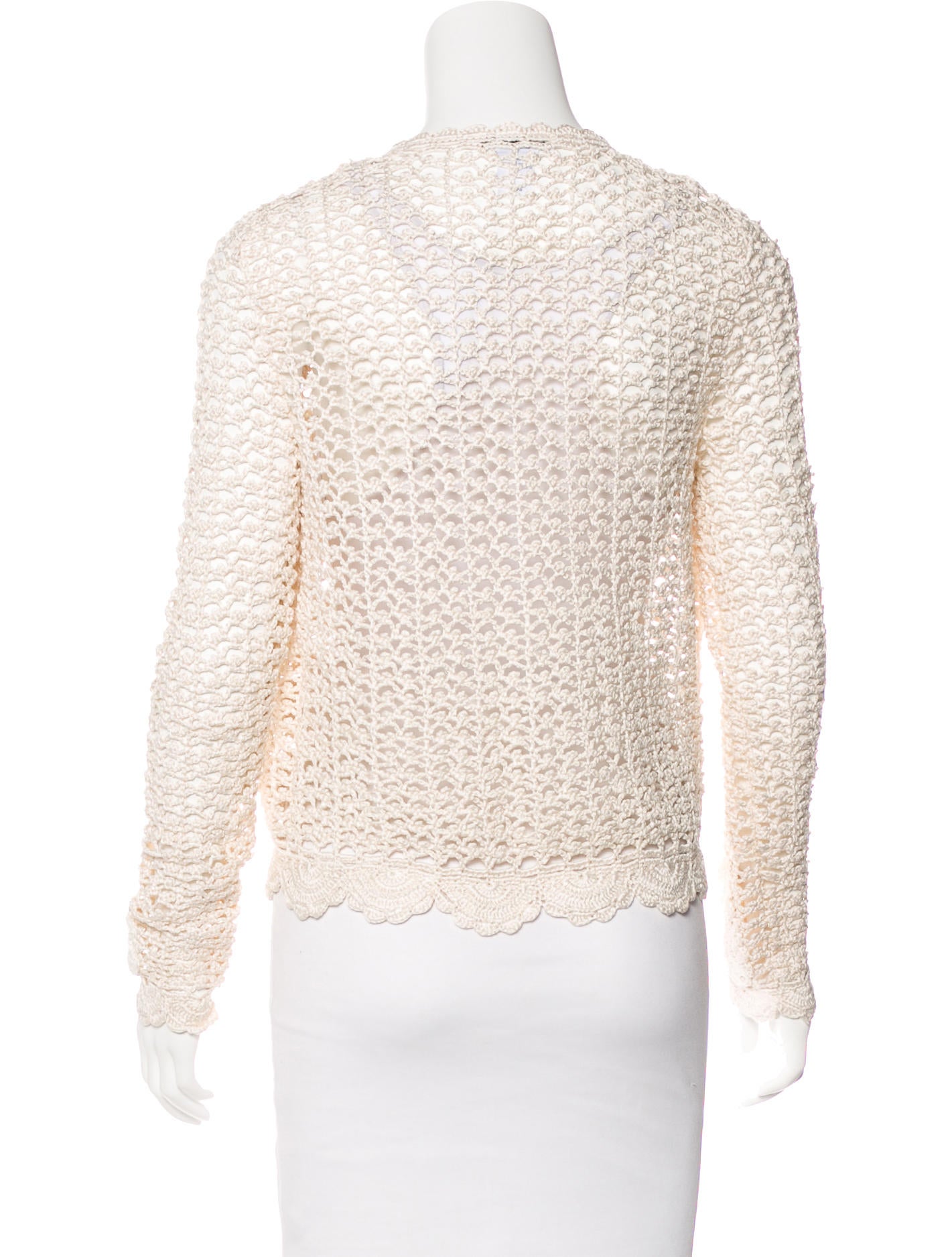 Oscar de la Renta Crochet Open-Front Cardigan - Clothing - OSC60048 | The RealReal