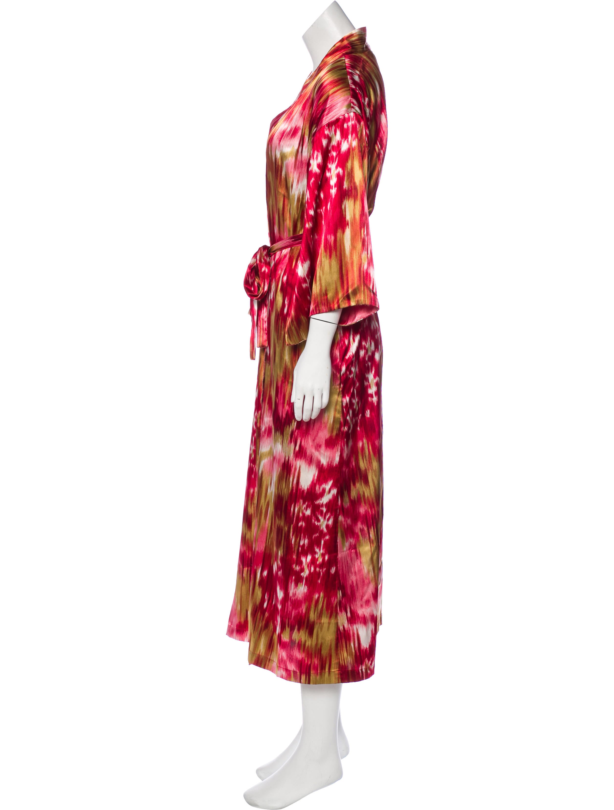 Oscar de la Renta Printed Satin Robe