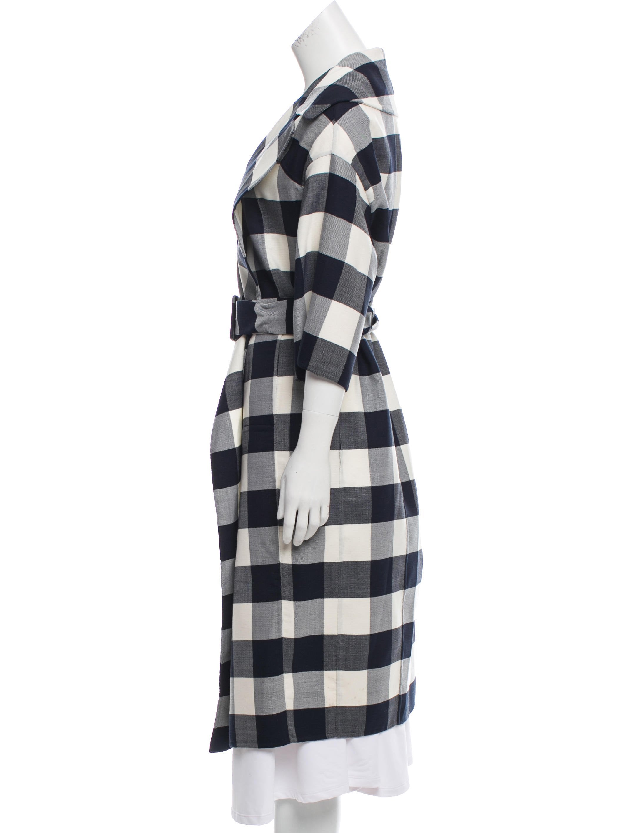 Oscar de la Renta Belted Gingham Coat - Clothing - OSC82871 | The RealReal