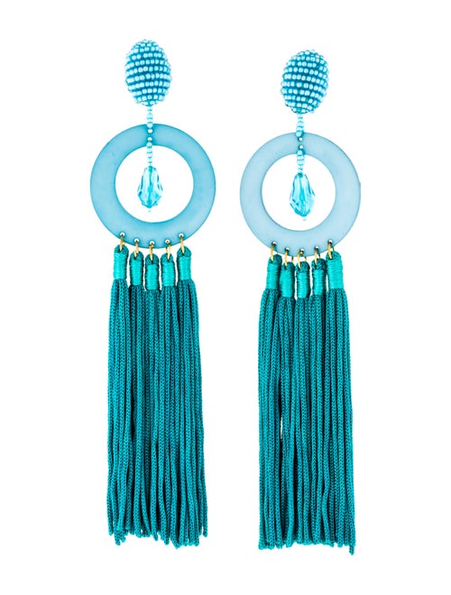 Oscar de la Renta Circle Tassel Clip-On Earrings b
