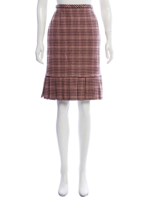 Oscar de la Renta Cashmere Gingham Skirt pink