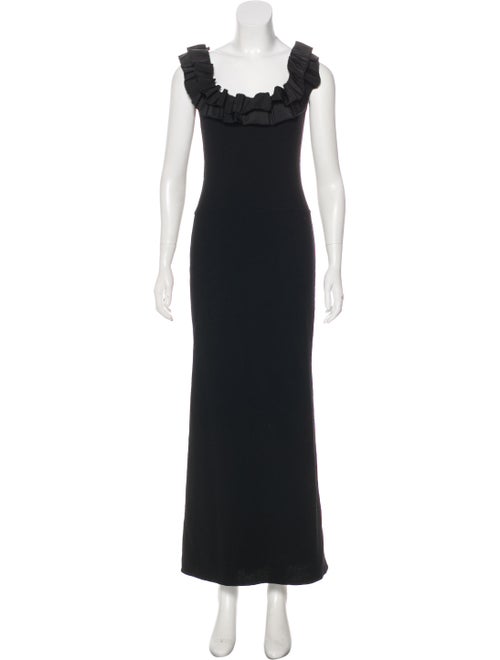 Oscar de la Renta Wool Maxi Dress Black